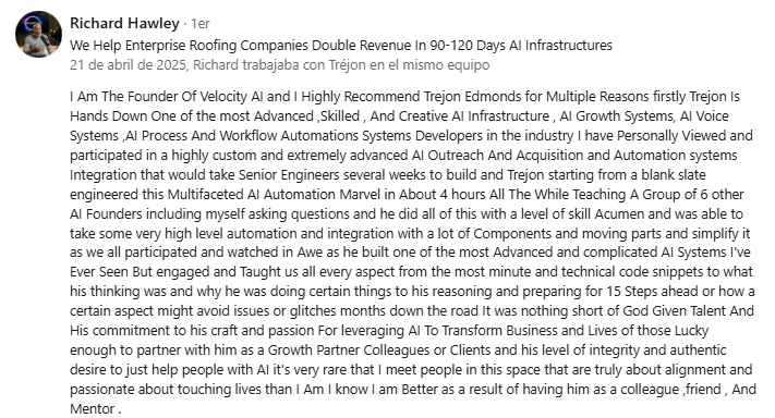 Client testimonial
