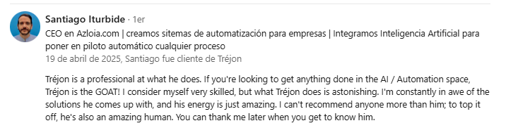 Client testimonial