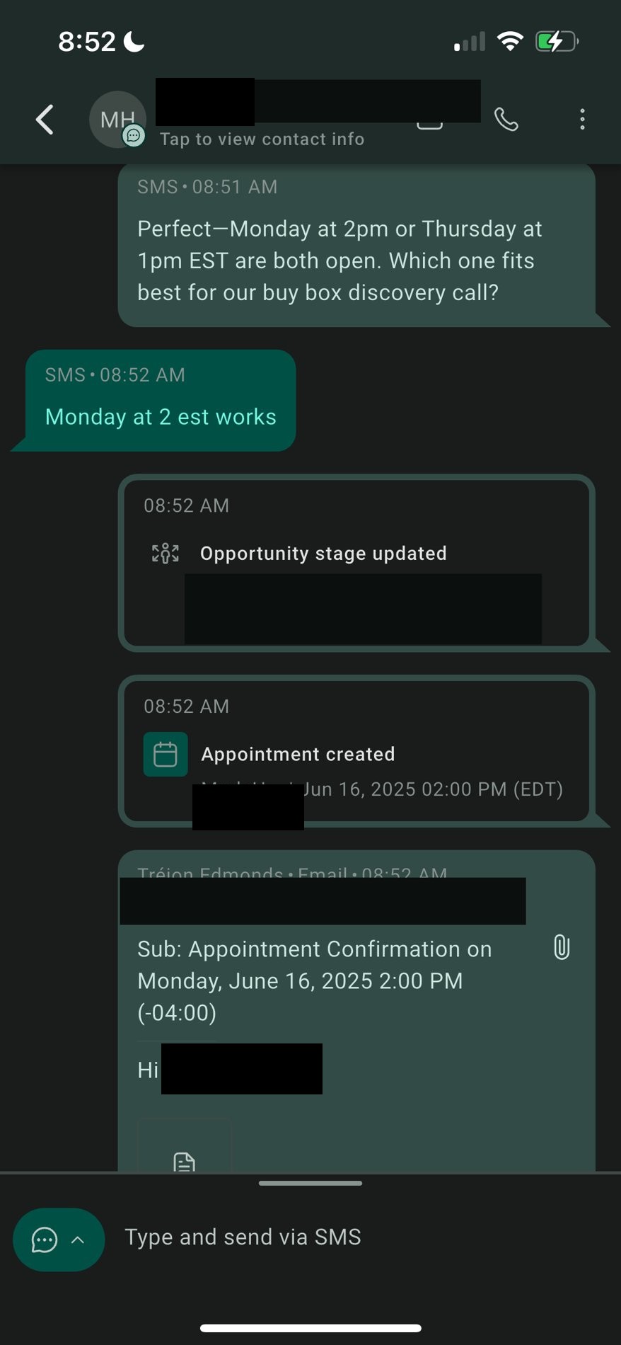 AI SMS thread